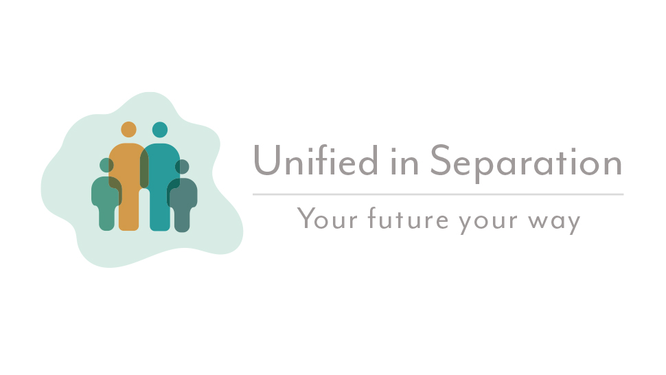 the logo for our unified in separation services shows a family in a bubble