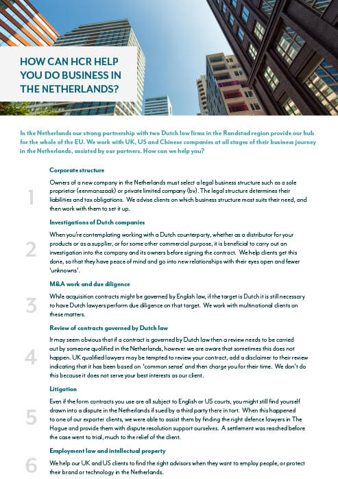 How can HCR help you do business in the Netherlands