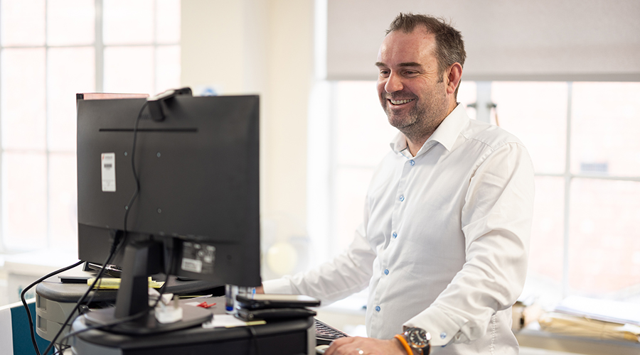 A lawyer using a computer