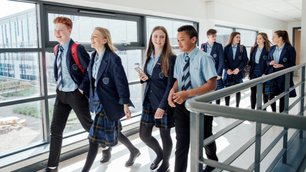 Image of school pupils walking in a corridor