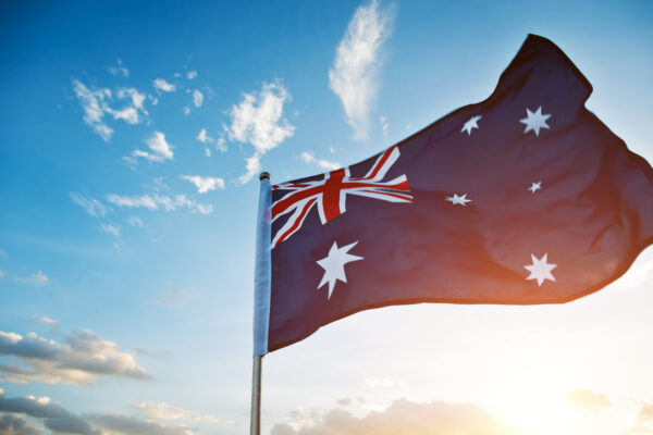 Photo of Australian Flag waving in the wind
