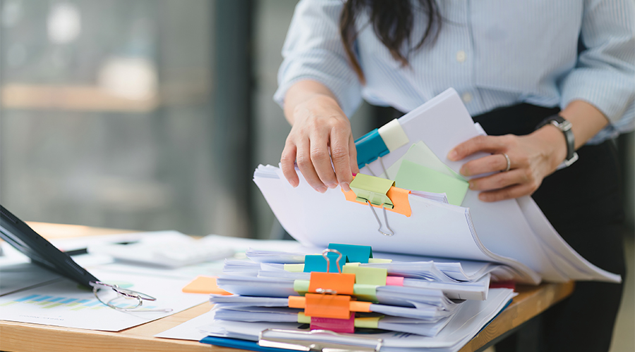 Picture of a businesswoman sorting files