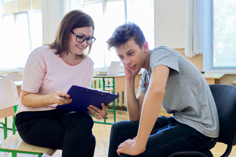A teenager and a care worker