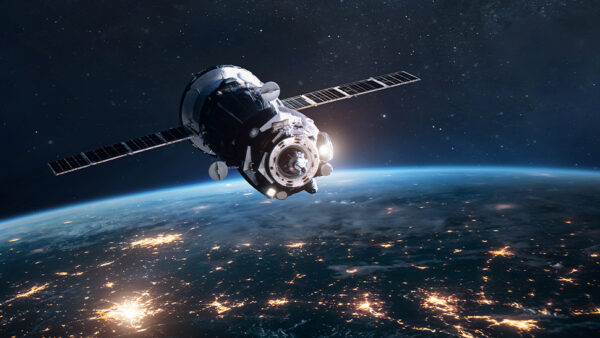 Satellite floating around the globe