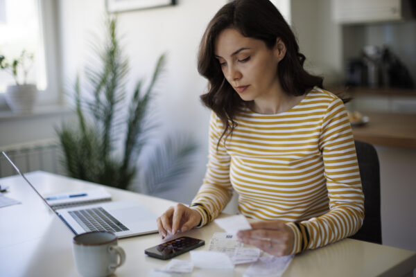 A woman checking her finances