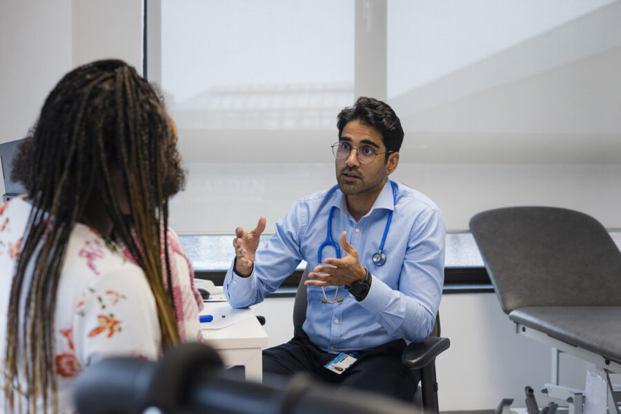 A GP talking to a patient