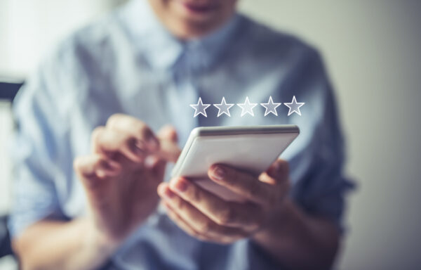 A man checking his rating