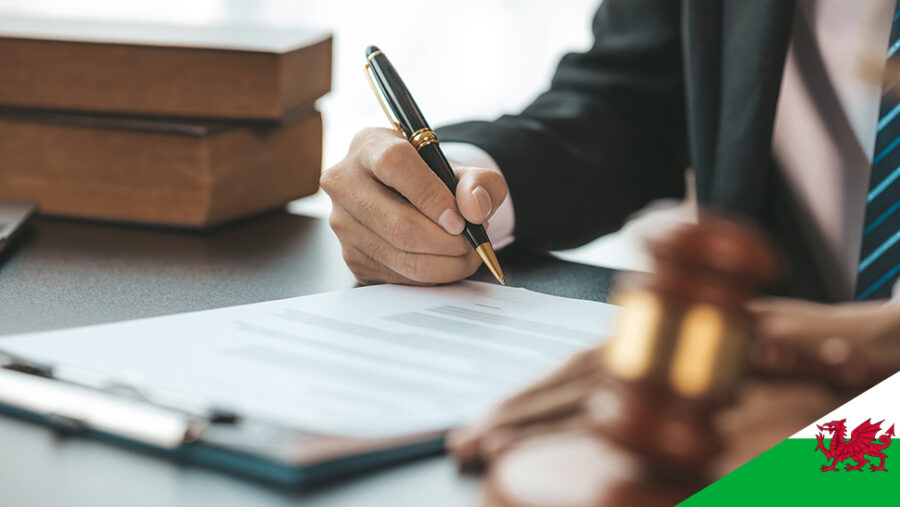 Picture of a corporate judge with Welsh Flag