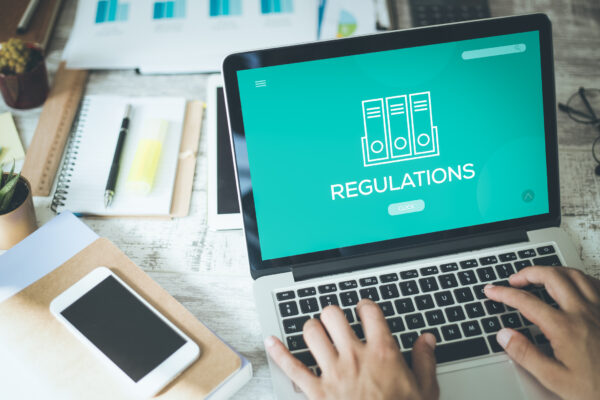 Person looking at regulations on a computer