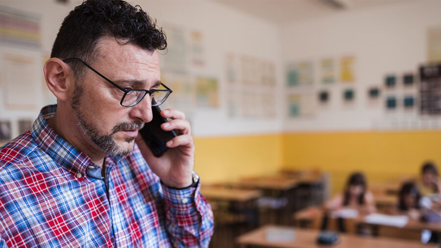 A man on a phone