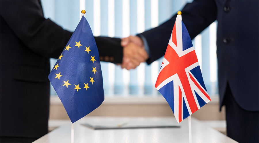 An international handshake between the UK and EU