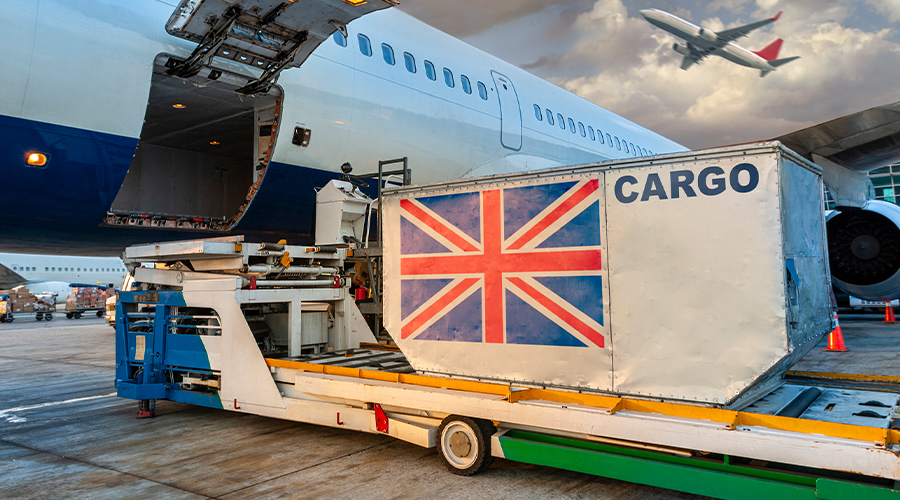 British goods being exported by air freight
