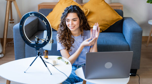 An influencer recording a video