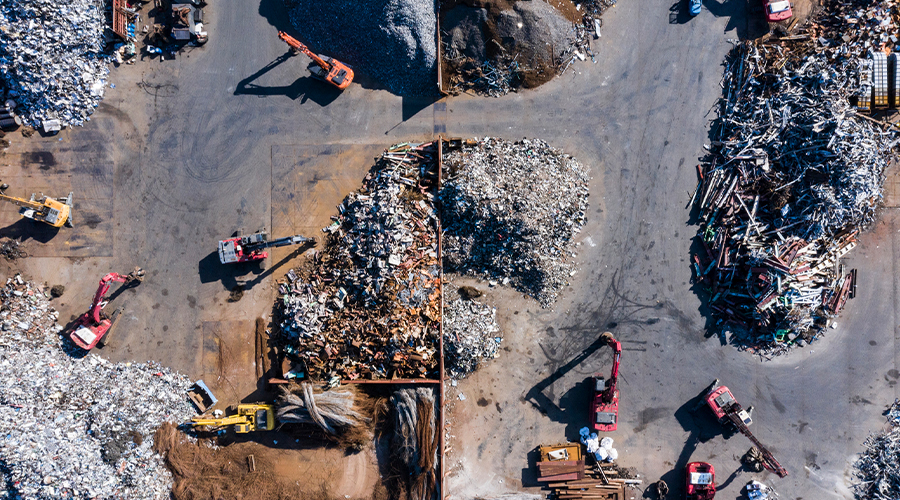 An aerial view of technology waste