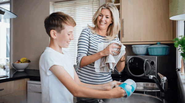A woman with a child under care