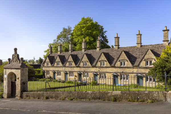 A photo of a row of almshouses