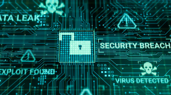 A graphic representing data security showing a padlock and code