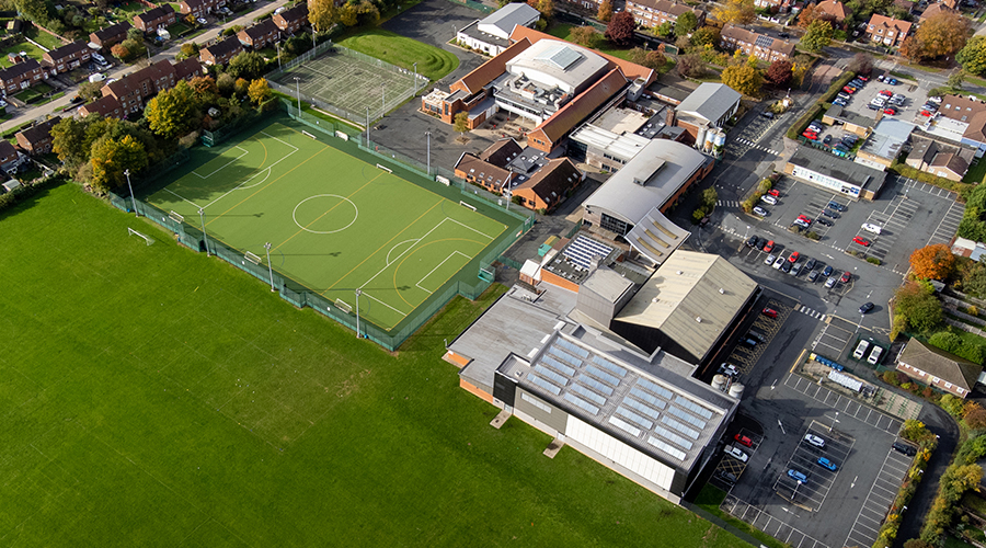Aerial photo of a school