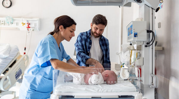 A new born child in the hospital.