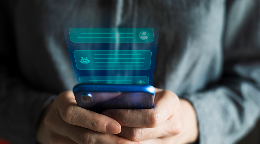 A person checking an AI app on their phone