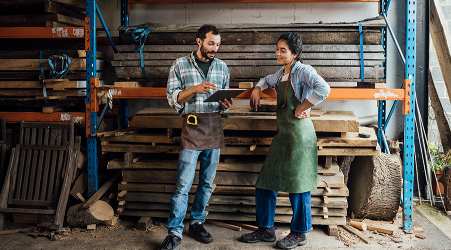 Two family members at a family business