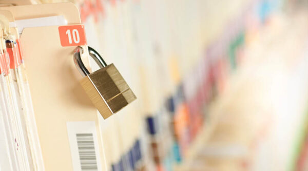 A medical record with a padlock