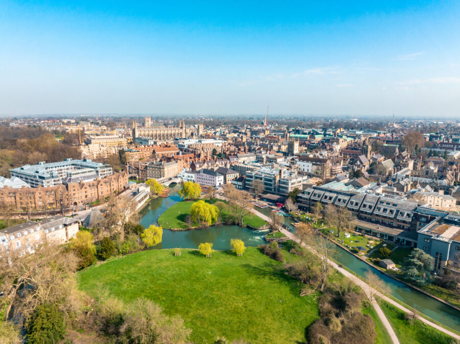 An aerial view of Cambridge