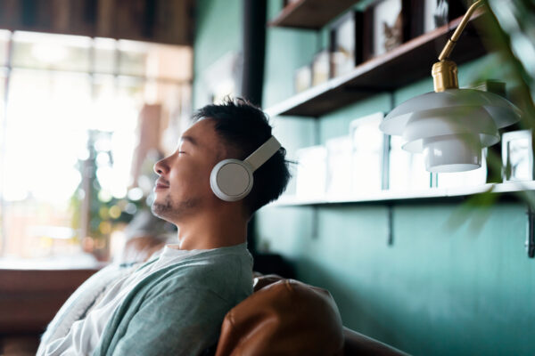 A person listening to music