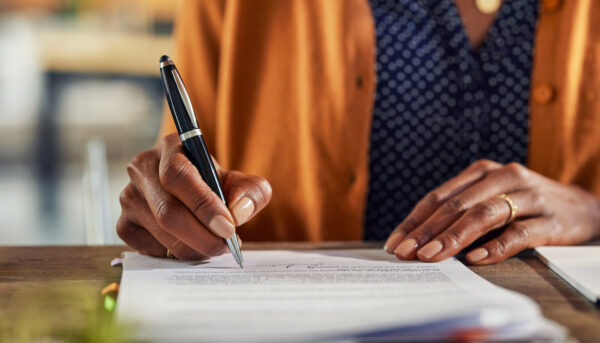 A person writing a will