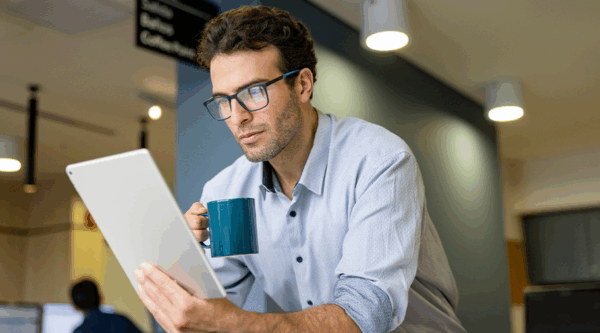 A man reading a document