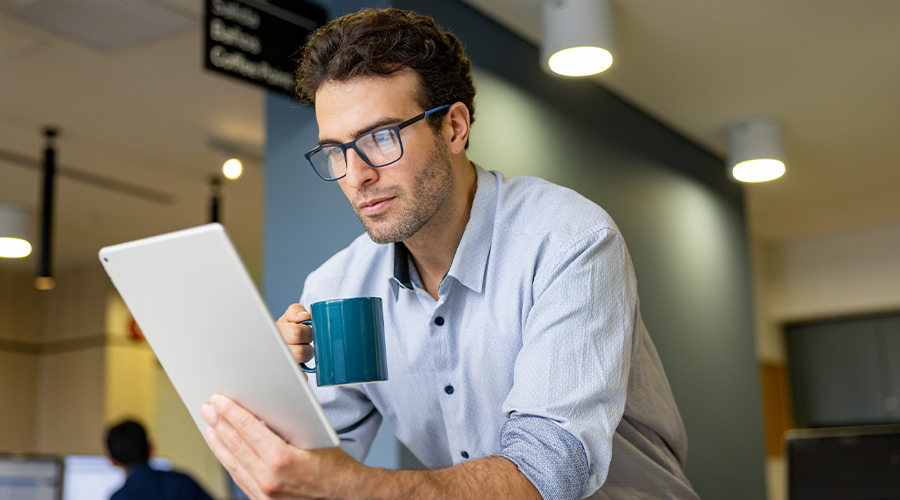 A man reading a document