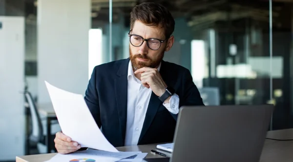 A businessman updating his T&Cs