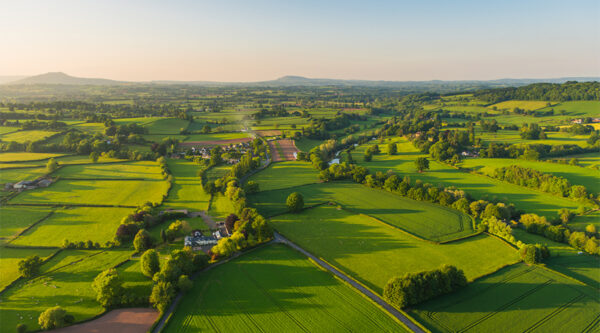 An aerial view of British farmland