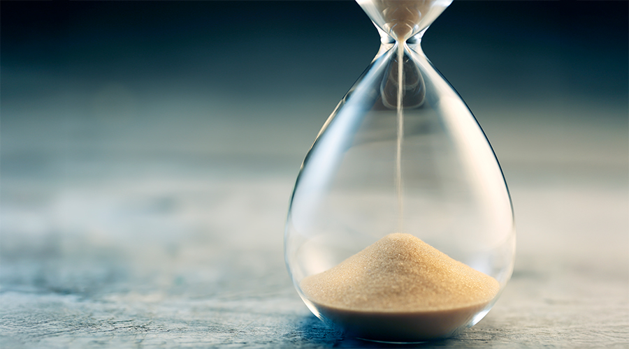 An hour glass running low