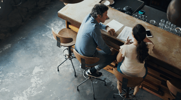 A couple discussing something