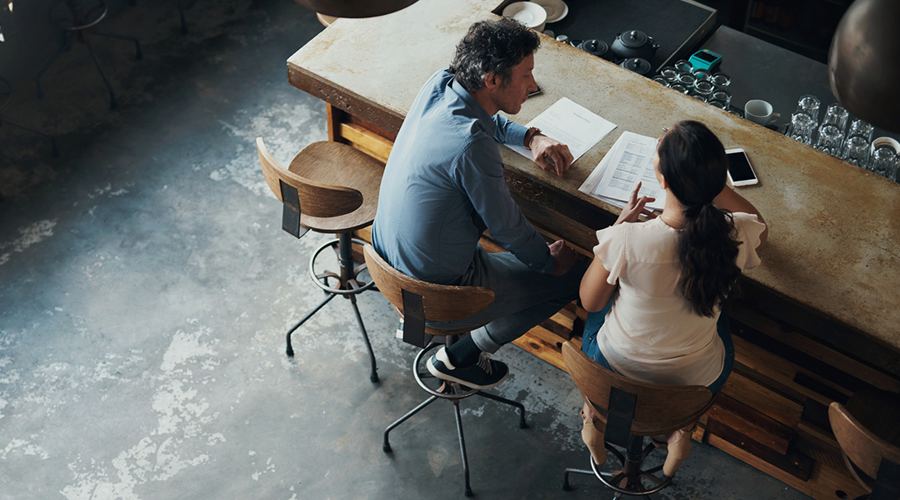 A couple discussing something