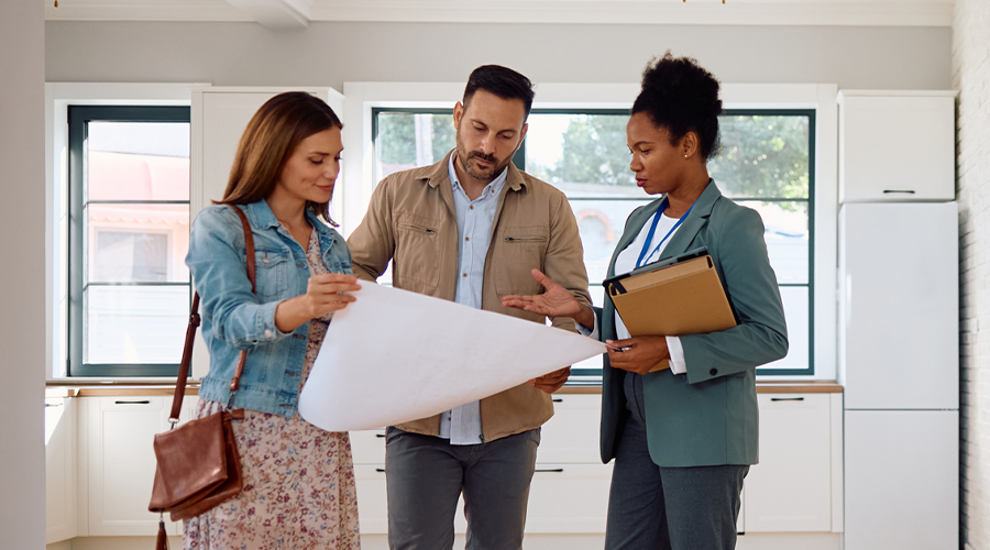 A couple looking at a house