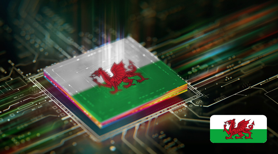 A welsh flag on a microchip