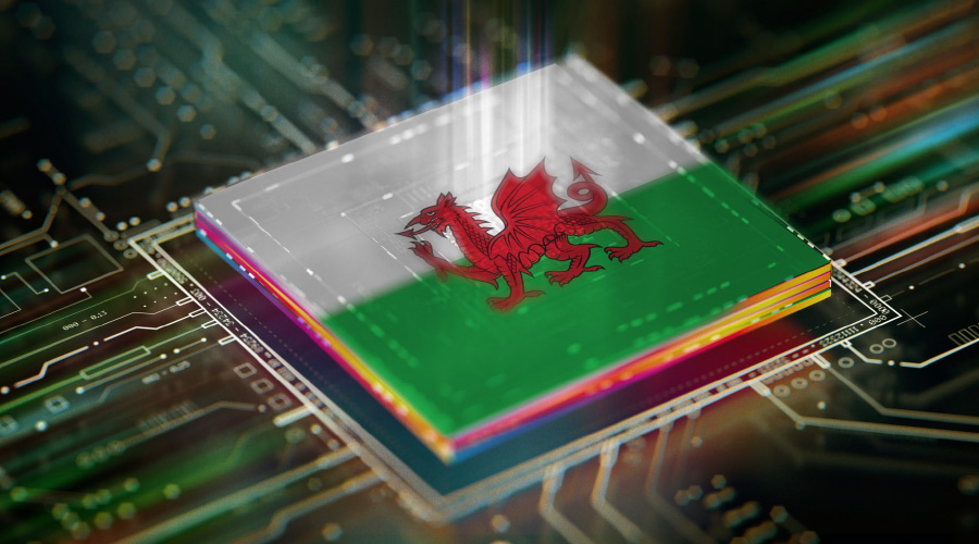 A welsh flag on a microchip