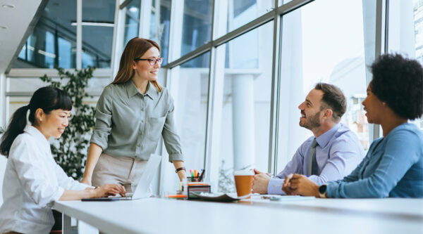 Corporate members having a meeting