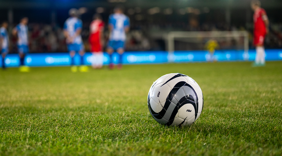 A football on a pitch