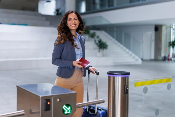 A business woman with her passport