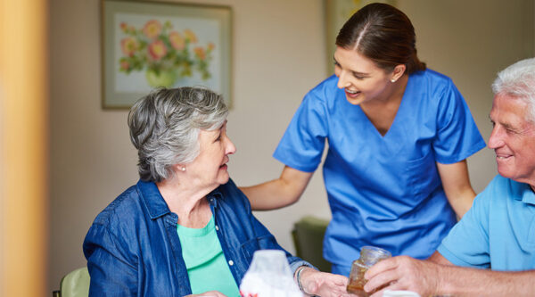 Two care home customers and their carer