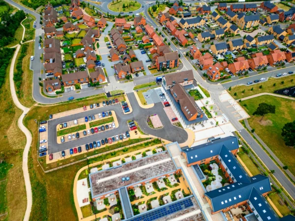 Aerial view of a new development