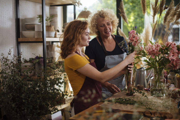 A mother and daughter running a florist