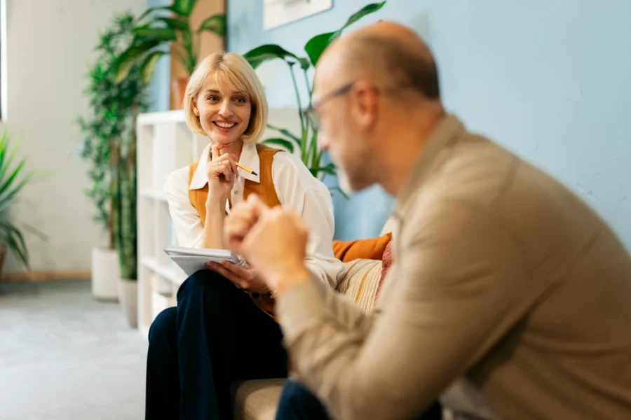 Two people discussing an NDA