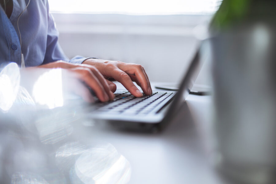 Businesswoman using laptop