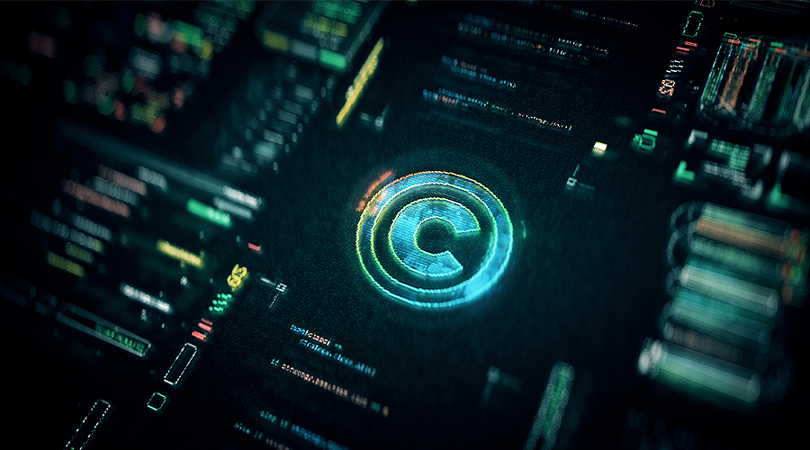 A 3d render of a copyright logo