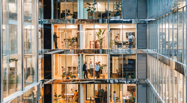 A picture of a cross-section of a modern office