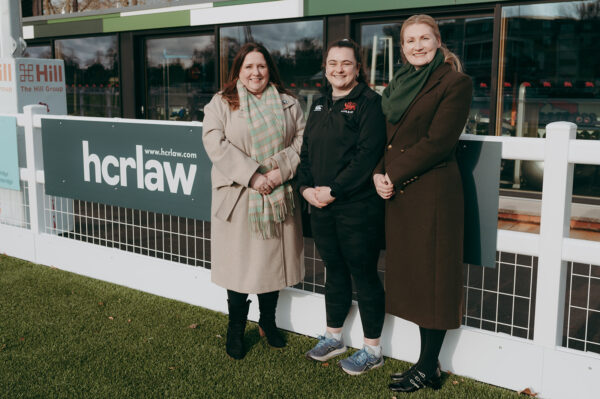 Right to left Natalie Minott, Partner and Head of Cambridge Office, HCR Law Fabia Howell, Cambridge University Rugby Union Football Club Ceri Riddell, Partner and Cambridge Office Business Development Lead, HCR Law